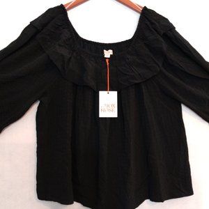 NWT - Women's Black Long Sleeve Ruffle Neck Blouse - Knox Rose
